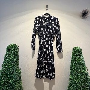Eloquii Floral Tie Neck Midi Dress